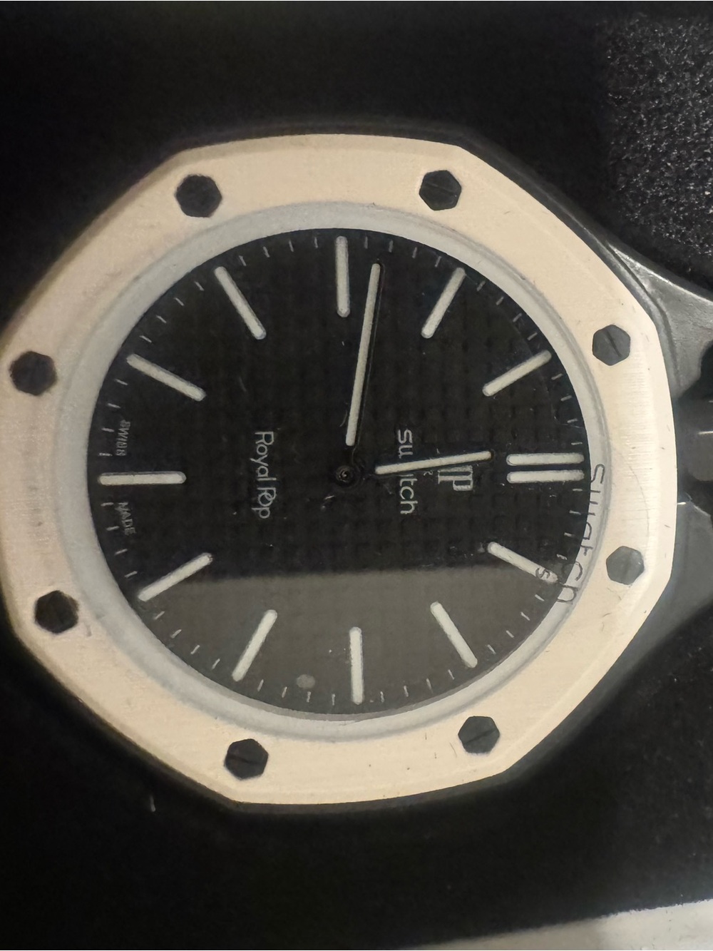 AP Swatch (Inauthentic)Black Dial Silver Bezel Royal Rep Sport Watch